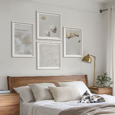 Composizione di 4 quadri Texture boho di pietre arenarie