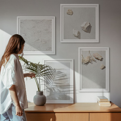 Composizione di 4 quadri Texture boho di pietre arenarie