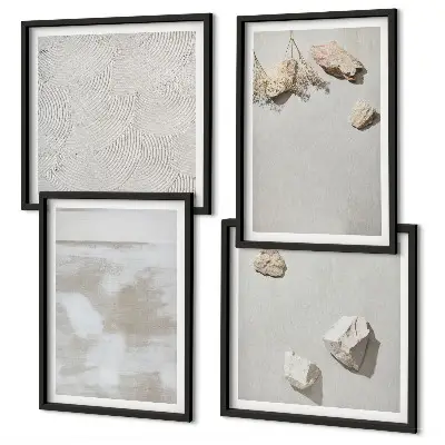 Composizione di 4 quadri con texture boho di pietre arenarie