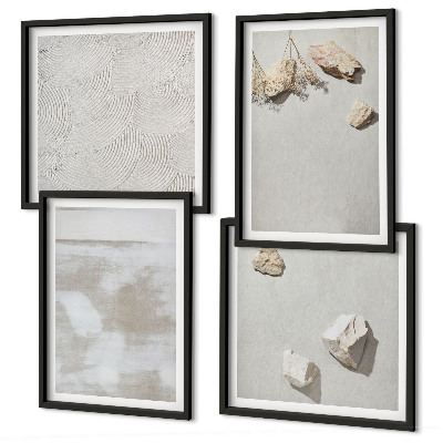 Composizione di 4 quadri Texture boho di pietre arenarie
