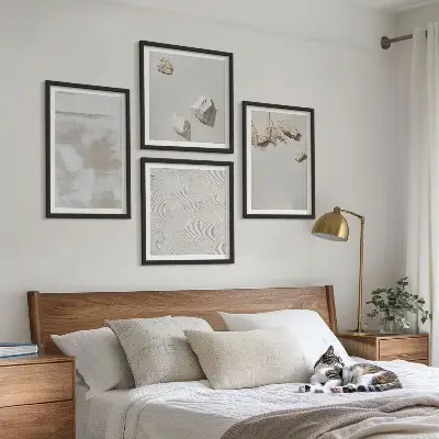 Composizione di 4 quadri con texture boho di pietre arenarie