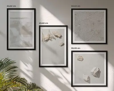 Composizione di 4 quadri con texture boho di pietre arenarie
