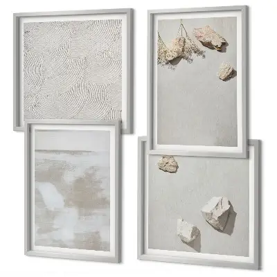 Composizione di 4 quadri con texture boho di pietre arenarie