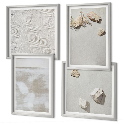 Composizione di 4 quadri Texture boho di pietre arenarie