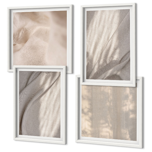 Polittico con cornice Tessuti boho naturali in primo piano