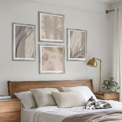 Polittico con cornice Tessuti boho naturali in primo piano