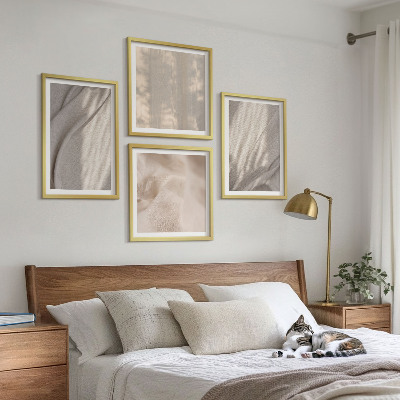 Polittico con cornice Tessuti boho naturali in primo piano