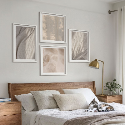 Polittico con cornice Tessuti boho naturali in primo piano