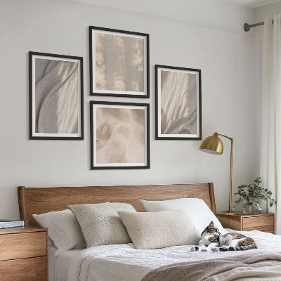 Polittico con cornice Tessuti boho naturali in primo piano