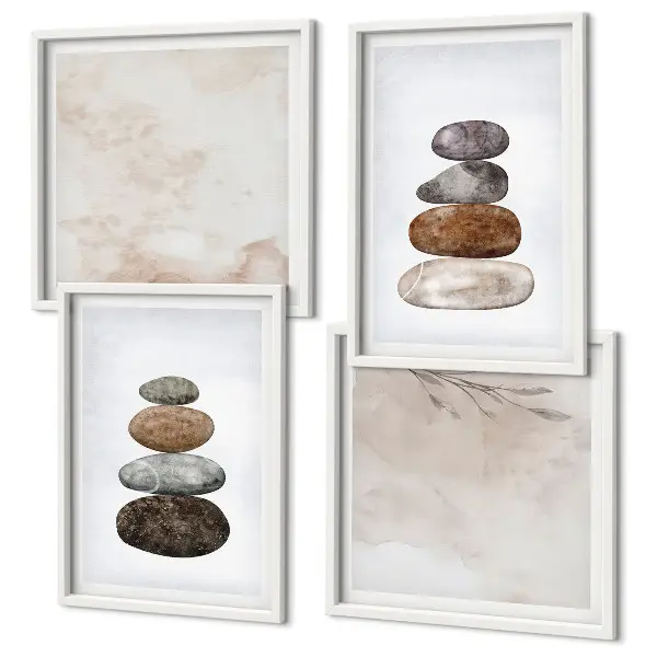 Galleria a parete pittura in stile boho con pile di pietre