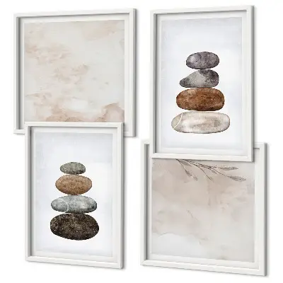 Galleria a parete pittura in stile boho con pile di pietre