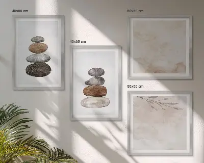 Galleria a parete pittura in stile boho con pile di pietre