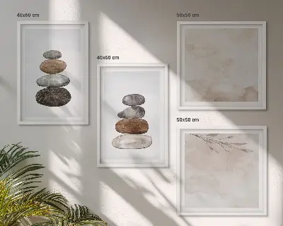 Galleria a parete pittura in stile boho con pile di pietre