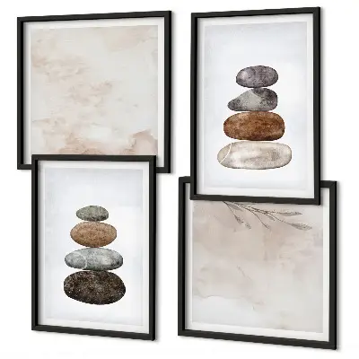 Galleria a parete pittura in stile boho con pile di pietre