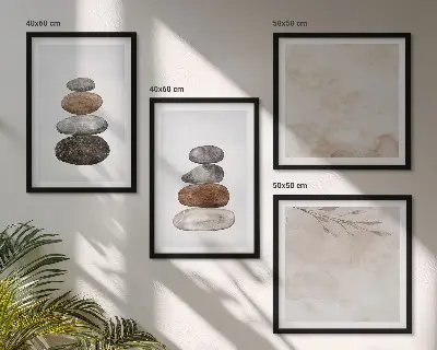 Galleria a parete pittura in stile boho con pile di pietre