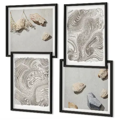 Forme astratte moderne composizione di 4 quadri