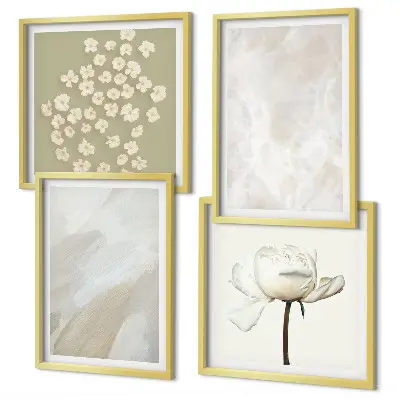 Galleria a parete con fiori alla moda e texture in stile boho