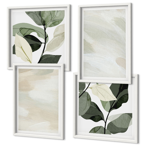 Composizione di 4 quadri Colori vivaci e astratti in stile boho