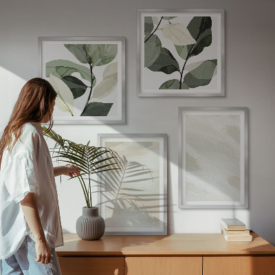 Composizione di 4 quadri Colori vivaci e astratti in stile boho