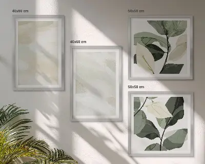Composizione di 4 quadri con colori vivaci e astratti in stile boho