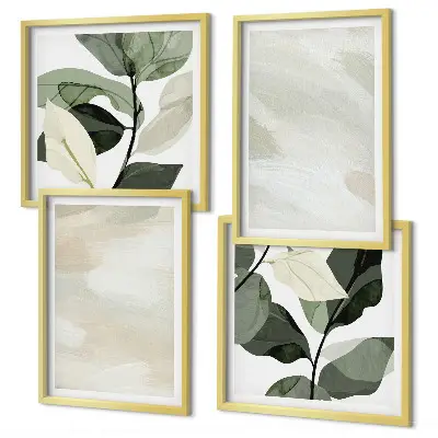 Composizione di 4 quadri con colori vivaci e astratti in stile boho