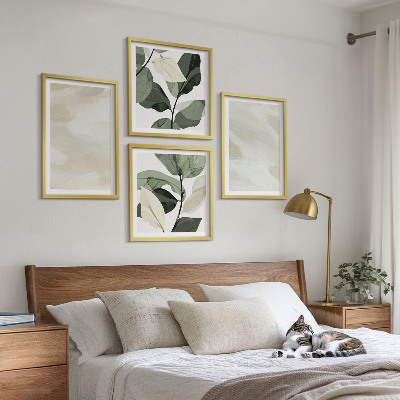 Composizione di 4 quadri Colori vivaci e astratti in stile boho