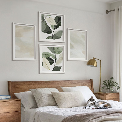 Composizione di 4 quadri Colori vivaci e astratti in stile boho