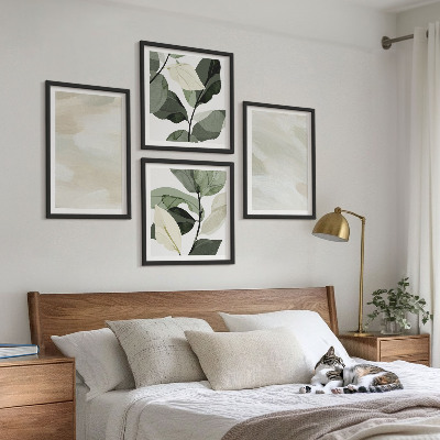 Composizione di 4 quadri Colori vivaci e astratti in stile boho