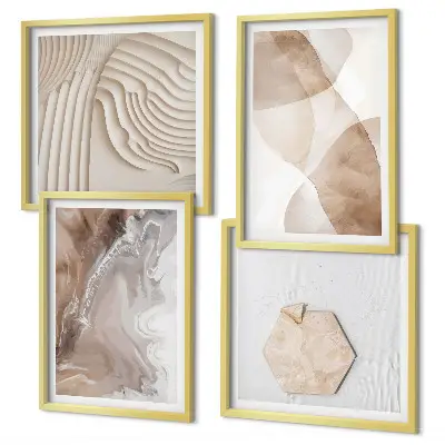 Composizione di 4 quadri con strutture astratte dipinte