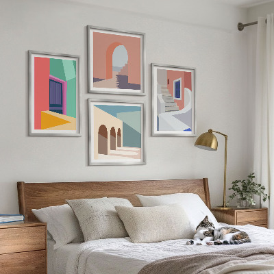 Polittico con cornice Edifici moderni e colorati