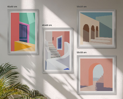 Polittico con cornice Edifici moderni e colorati