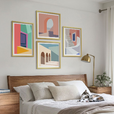 Polittico con cornice Edifici moderni e colorati