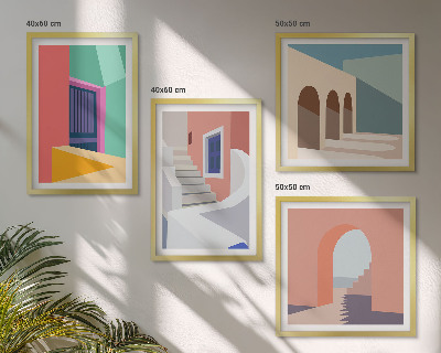 Polittico con cornice Edifici moderni e colorati