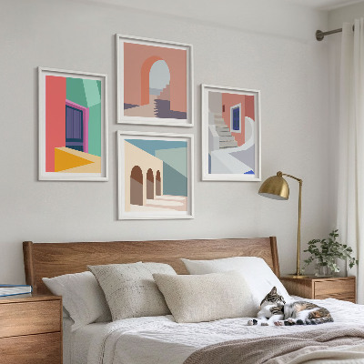 Polittico con cornice Edifici moderni e colorati