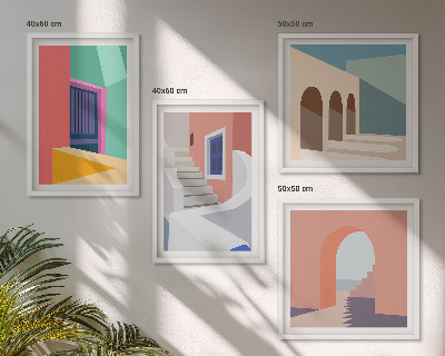 Polittico con cornice Edifici moderni e colorati
