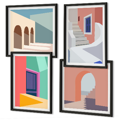Polittico con cornice Edifici moderni e colorati