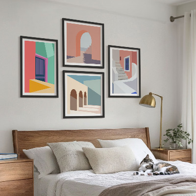 Polittico con cornice Edifici moderni e colorati