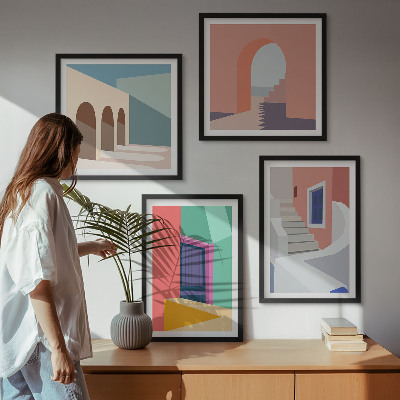 Polittico con cornice Edifici moderni e colorati