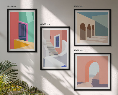 Polittico con cornice Edifici moderni e colorati