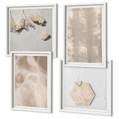 Composizione di 4 quadri Texture naturali e delicate in stile boho.
