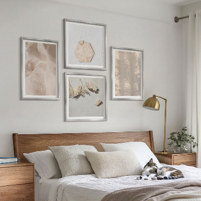 Composizione di 4 quadri Texture naturali e delicate in stile boho.