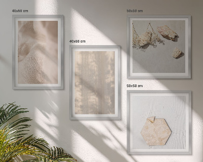 Composizione di 4 quadri Texture naturali e delicate in stile boho.