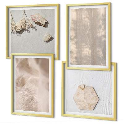 Composizione di 4 quadri Texture naturali e delicate in stile boho.