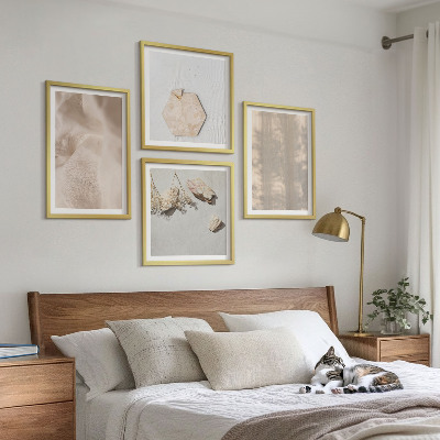 Composizione di 4 quadri Texture naturali e delicate in stile boho.