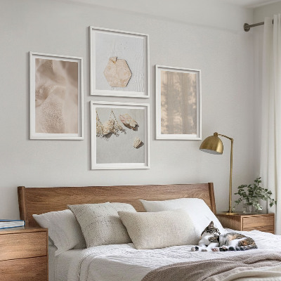 Composizione di 4 quadri Texture naturali e delicate in stile boho.