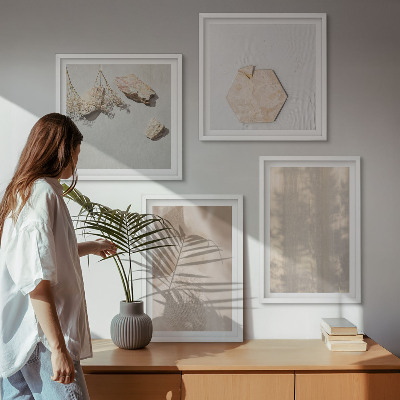 Composizione di 4 quadri Texture naturali e delicate in stile boho.