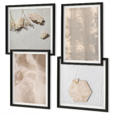 Composizione di 4 quadri Texture naturali e delicate in stile boho.