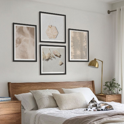 Composizione di 4 quadri Texture naturali e delicate in stile boho.