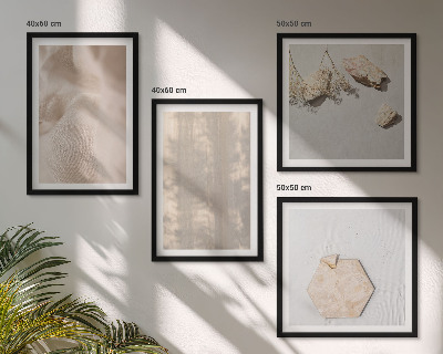 Composizione di 4 quadri Texture naturali e delicate in stile boho.