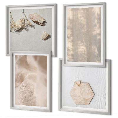 Composizione di 4 quadri Texture naturali e delicate in stile boho.